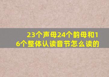 23个声母24个韵母和16个整体认读音节怎么读的