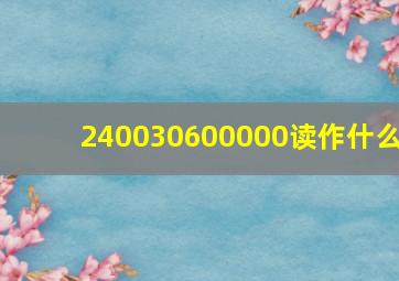 240030600000读作什么