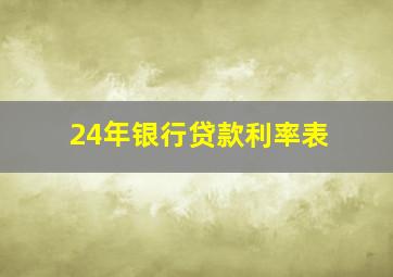 24年银行贷款利率表