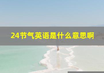 24节气英语是什么意思啊