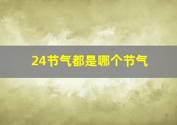 24节气都是哪个节气