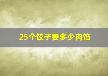 25个饺子要多少肉馅