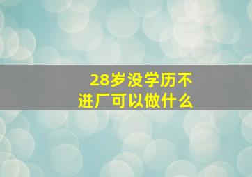 28岁没学历不进厂可以做什么