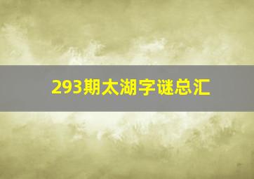 293期太湖字谜总汇