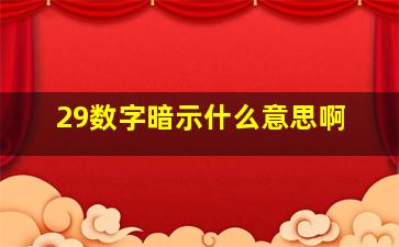 29数字暗示什么意思啊