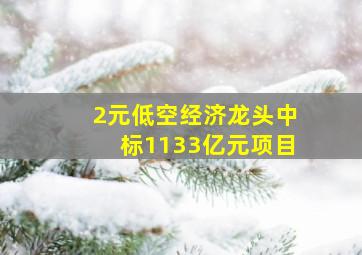 2元低空经济龙头中标1133亿元项目