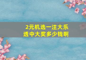 2元机选一注大乐透中大奖多少钱啊