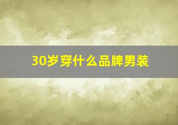 30岁穿什么品牌男装