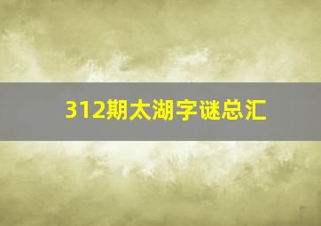 312期太湖字谜总汇