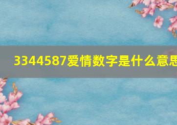 3344587爱情数字是什么意思