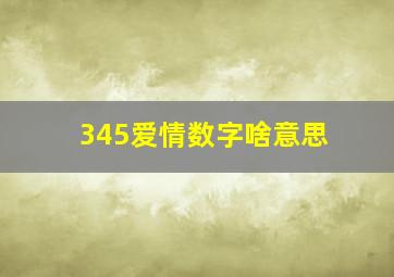 345爱情数字啥意思