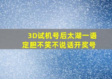 3D试机号后太湖一语定胆不笑不说话开奖号