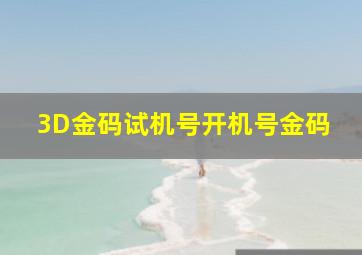 3D金码试机号开机号金码