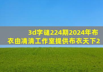 3d字谜224期2024年布衣由凊清工作室提供布衣天下2