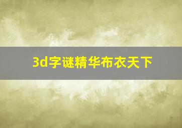 3d字谜精华布衣天下