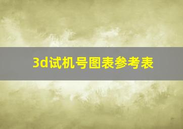 3d试机号图表参考表