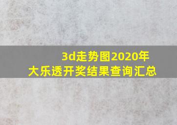 3d走势图2020年大乐透开奖结果查询汇总