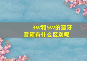 3w和5w的蓝牙音箱有什么区别呢