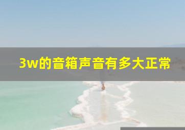 3w的音箱声音有多大正常