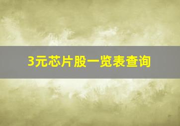 3元芯片股一览表查询