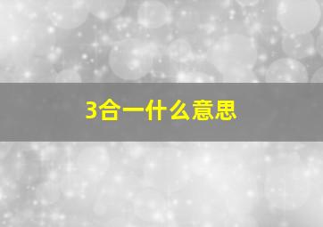 3合一什么意思