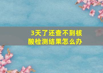 3天了还查不到核酸检测结果怎么办