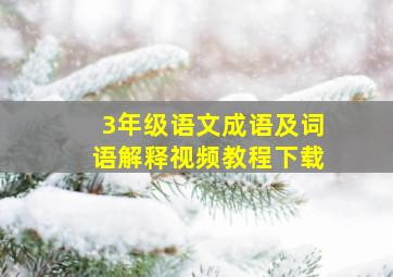 3年级语文成语及词语解释视频教程下载