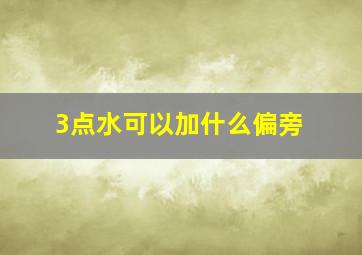 3点水可以加什么偏旁