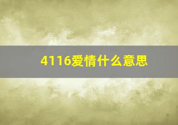 4116爱情什么意思