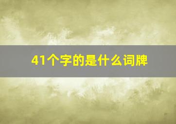 41个字的是什么词牌