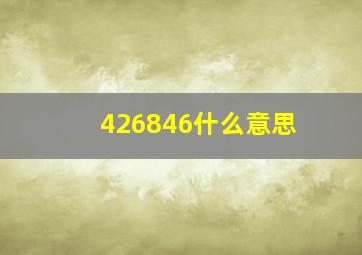 426846什么意思