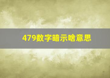 479数字暗示啥意思