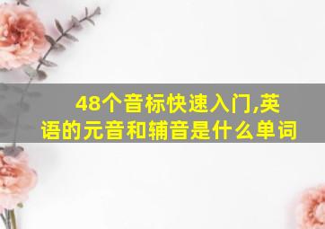 48个音标快速入门,英语的元音和辅音是什么单词