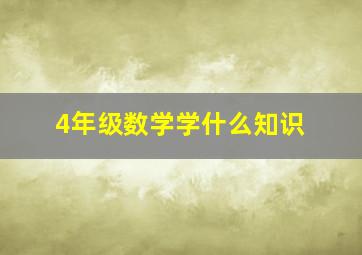 4年级数学学什么知识