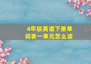 4年级英语下册单词表一单元怎么读