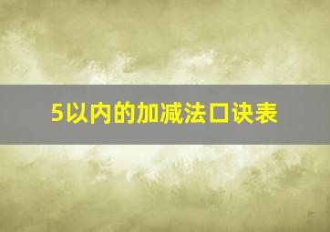 5以内的加减法口诀表