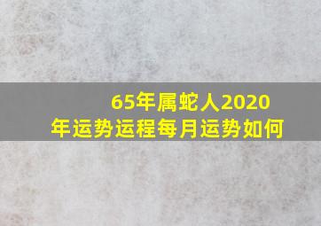 65年属蛇人2020年运势运程每月运势如何