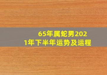 65年属蛇男2021年下半年运势及运程