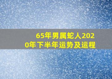 65年男属蛇人2020年下半年运势及运程