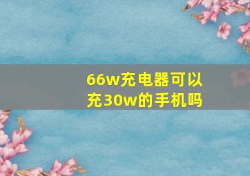 66w充电器可以充30w的手机吗