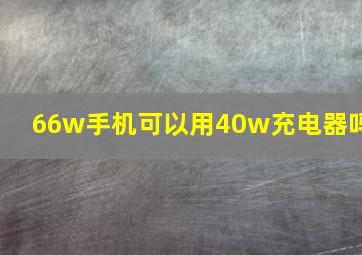 66w手机可以用40w充电器吗