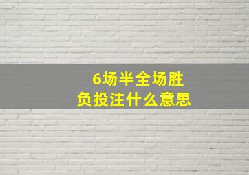 6场半全场胜负投注什么意思