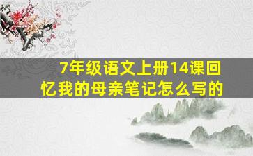 7年级语文上册14课回忆我的母亲笔记怎么写的