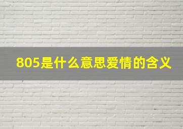 805是什么意思爱情的含义