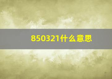 850321什么意思