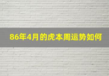 86年4月的虎本周运势如何