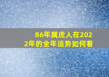 86年属虎人在2022年的全年运势如何看