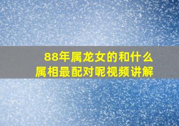 88年属龙女的和什么属相最配对呢视频讲解