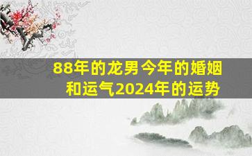 88年的龙男今年的婚姻和运气2024年的运势