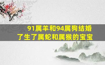 91属羊和94属狗结婚了生了属蛇和属猴的宝宝